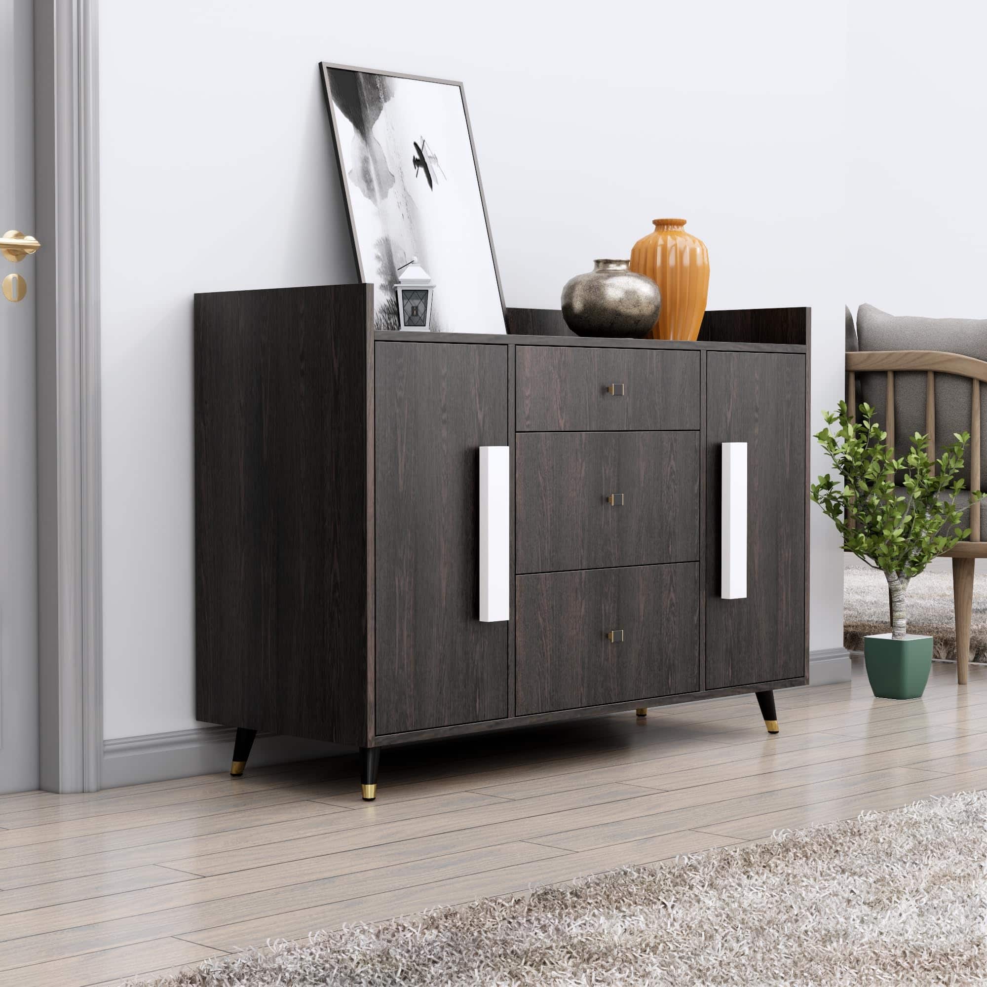 Hexa Red Multipurpose Storage Cabinet With 3 Drawer 2 Door in Flower Wenge Colour - HexaRed