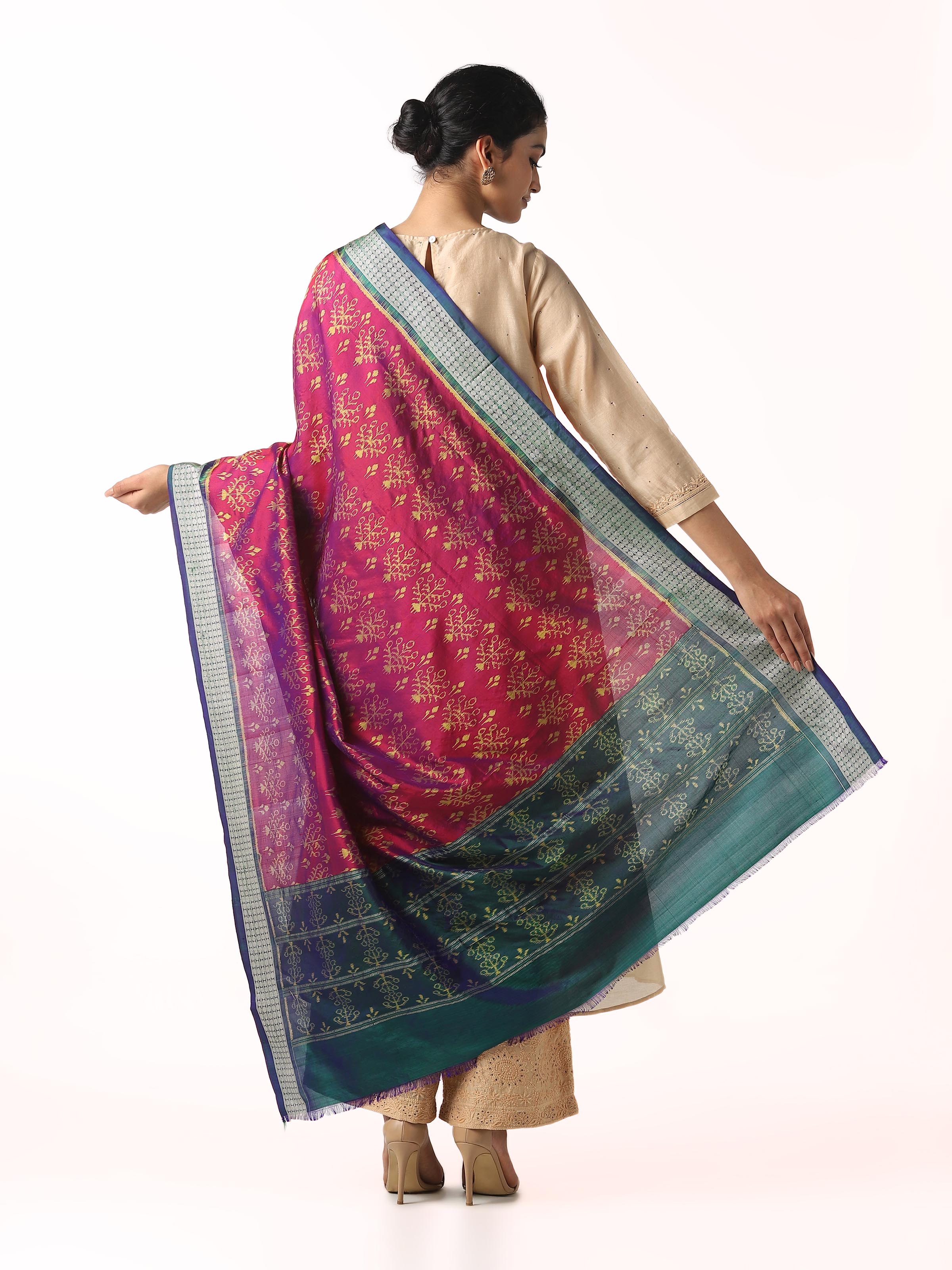 Pink Silk Odisha Ikat Dupatta