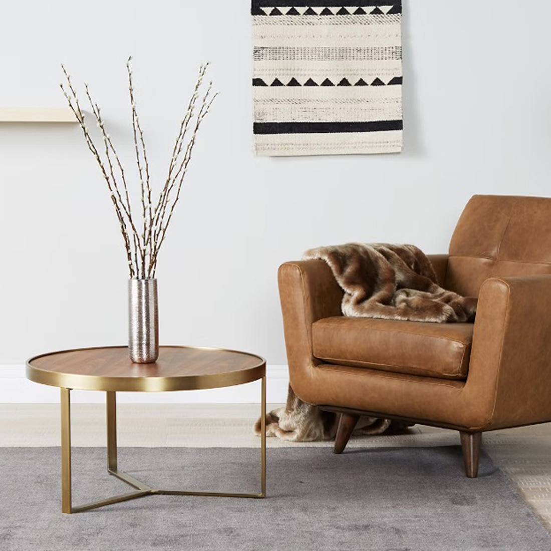 Albertoni Round Coffee Table With Ms Gold Base