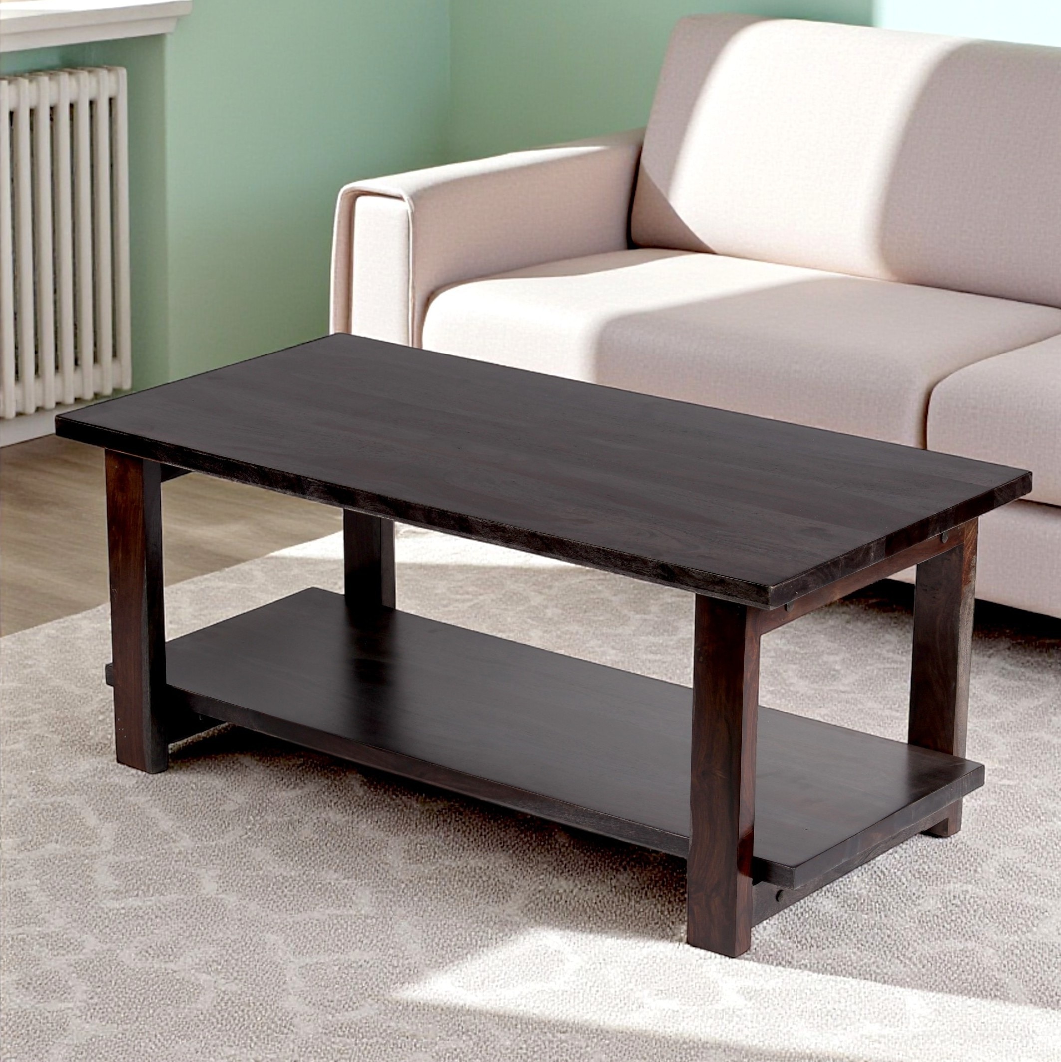 Aroda Sheesham Wood Coffee Table In Mahogany Finish