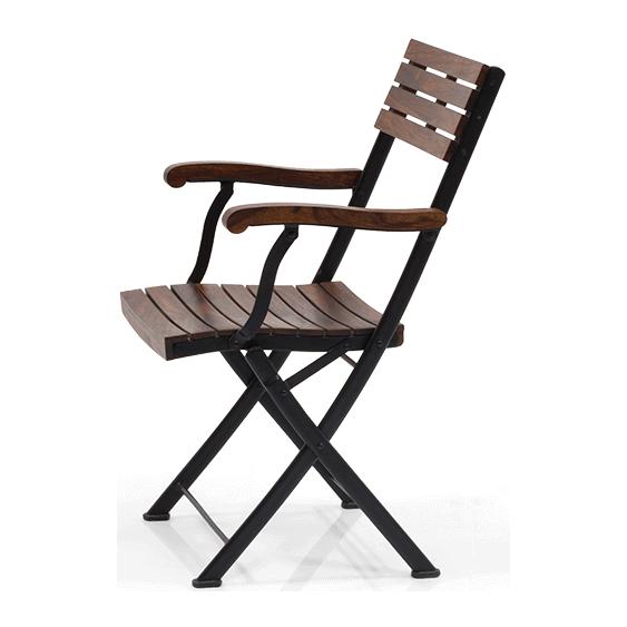 Masai Solid Wood Outdoor Arm Chair in Dark Teak Colour - Set of 1