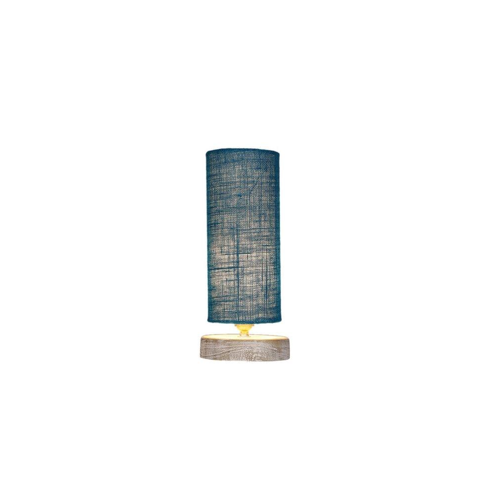 Maria Turquoise Jute lamp with White Brushed wood base