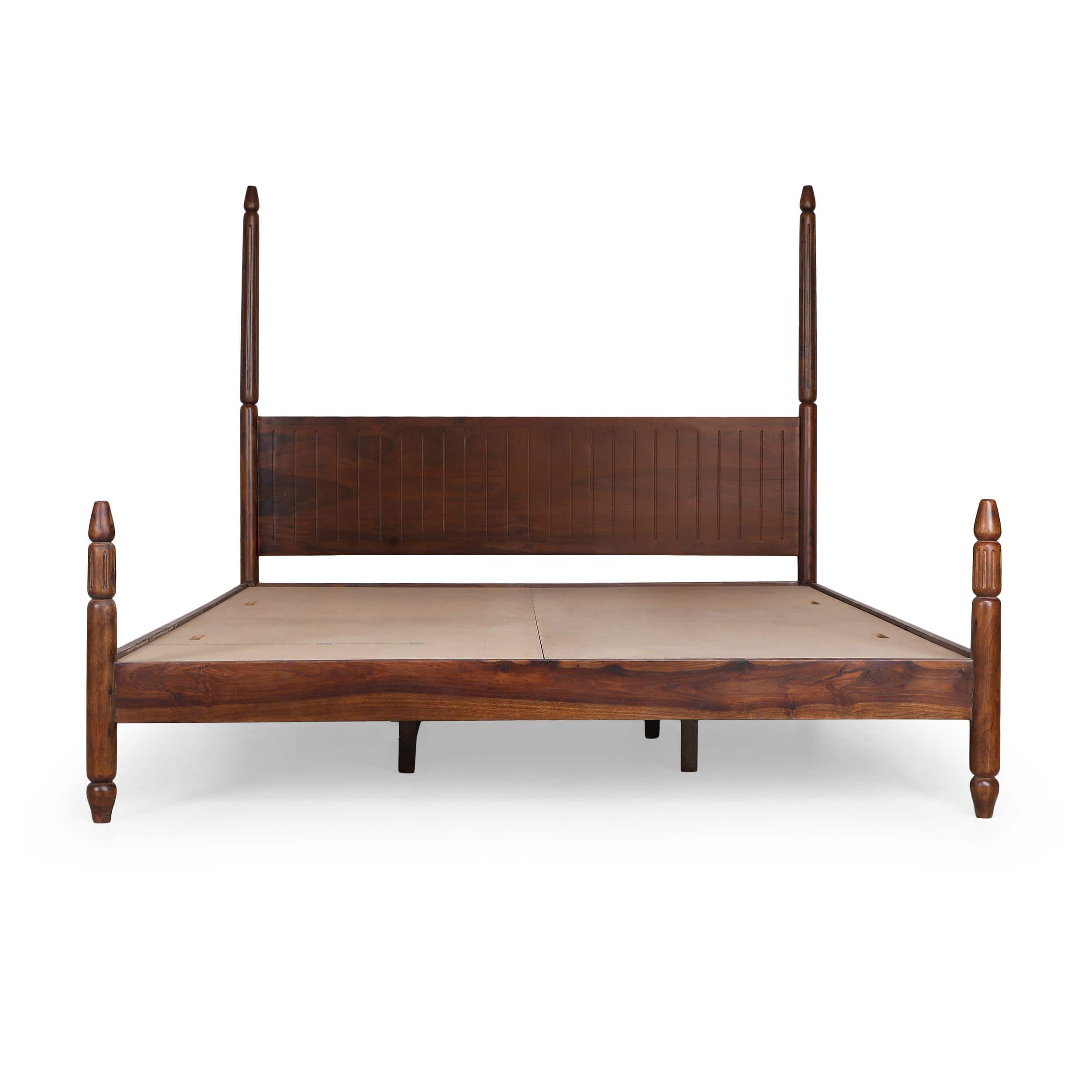 Dynasty Solid Wood Non Storage King Bed in Provincial Teak Finish