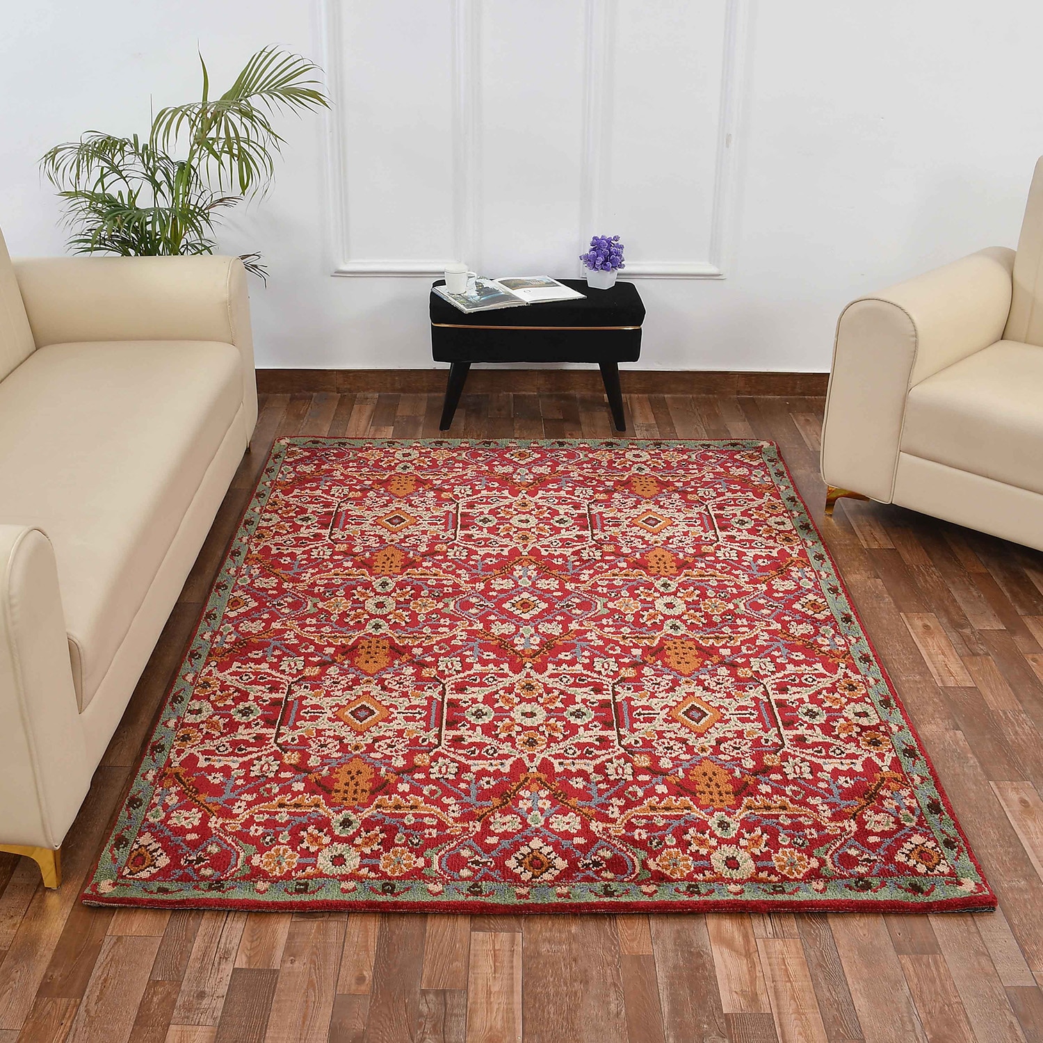 Multicolor Traditional Machine Made Polyester 3 X 5 Feet Carpet