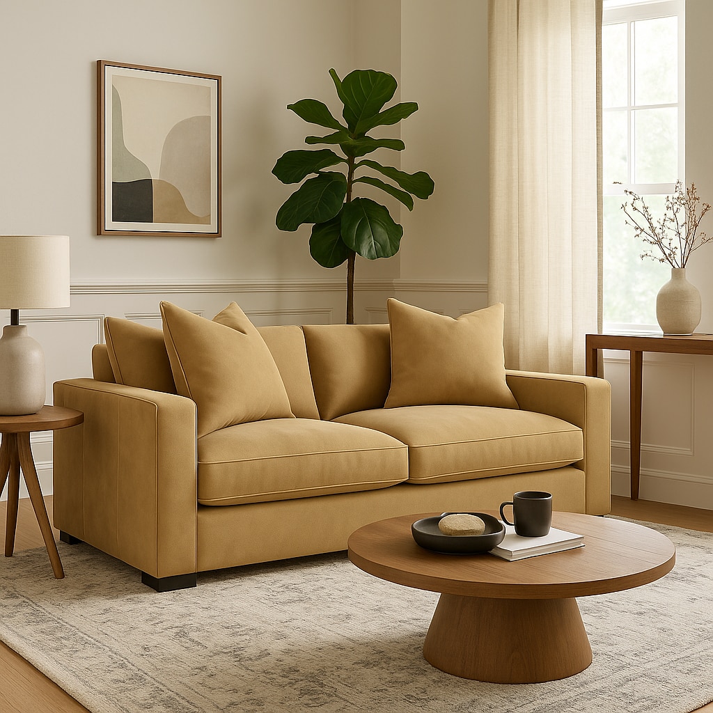 Lawson 2 Seater Sofa In Leatherette Beige Color