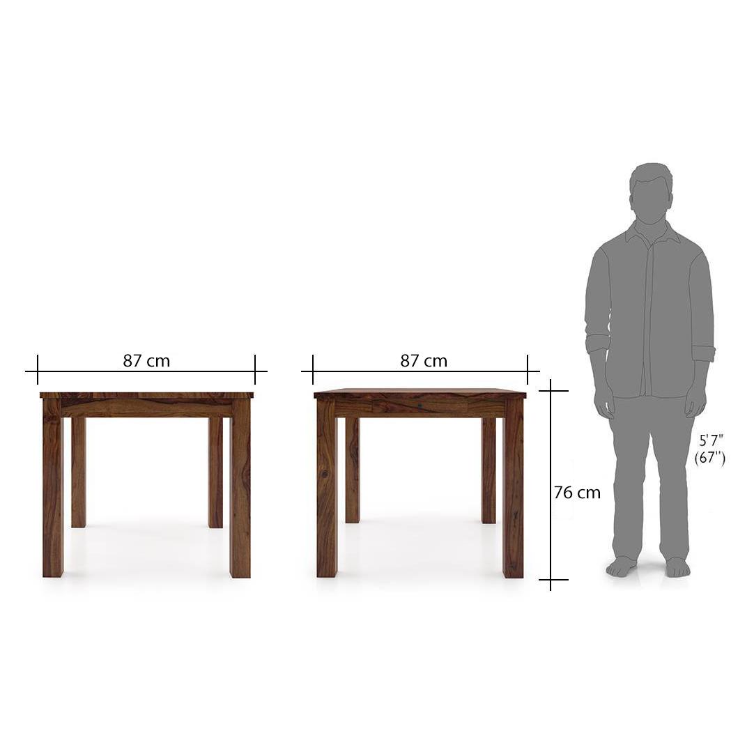 Arabia Solid Wood 4 Seater Storage Dining Table In Teak Finish