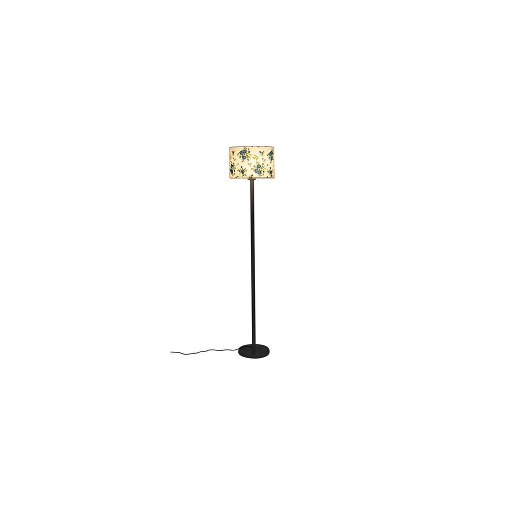 Korbin Multicolour Fabric Shade Floor Lamp with Black Iron Base