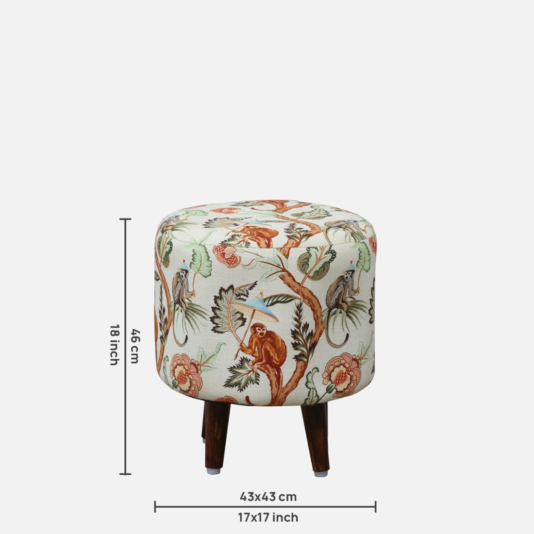 Calvemix Solid Wood Pouffee in Multicolor