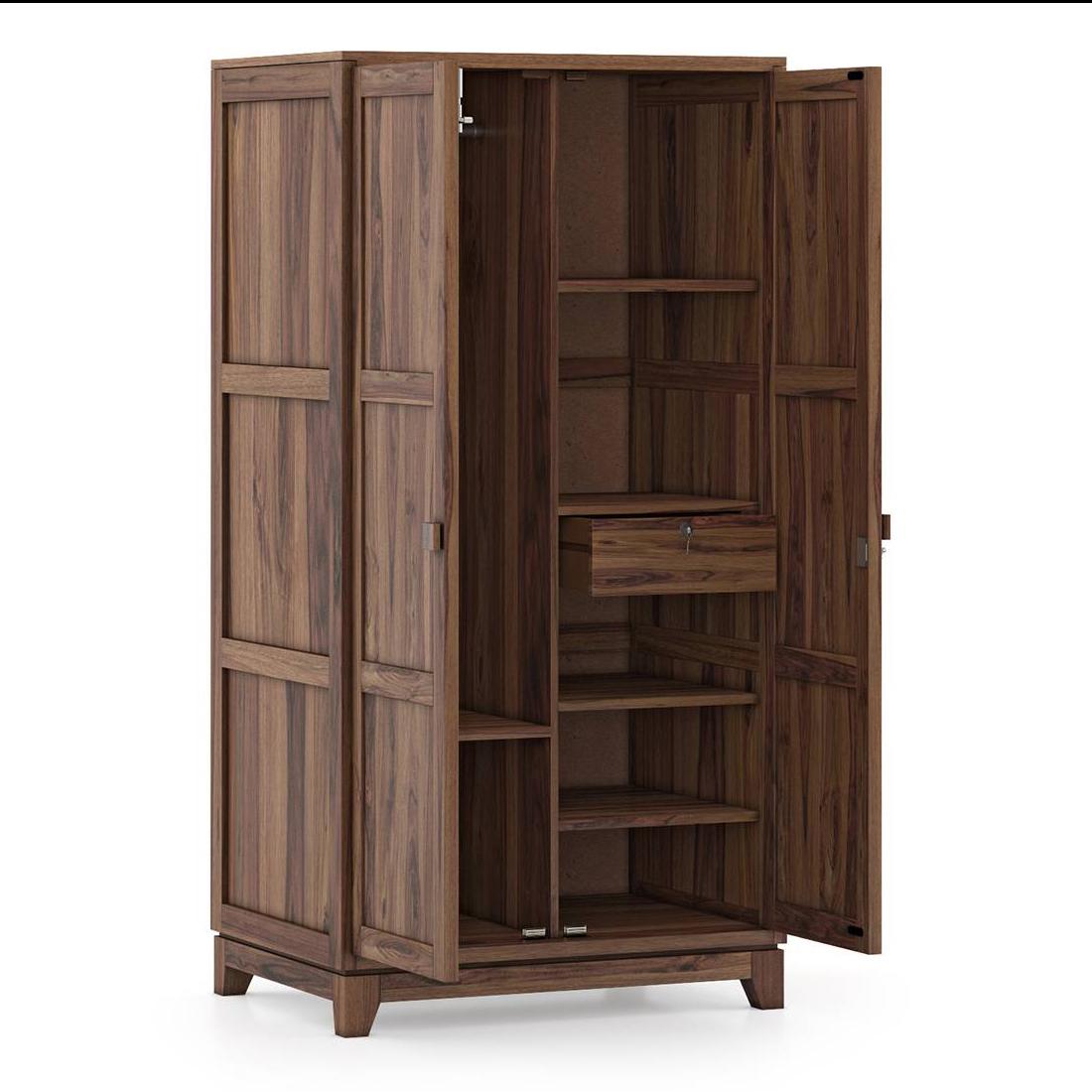 Magellan Solid Wood 2 Door Wardrobe in Teak Finish
