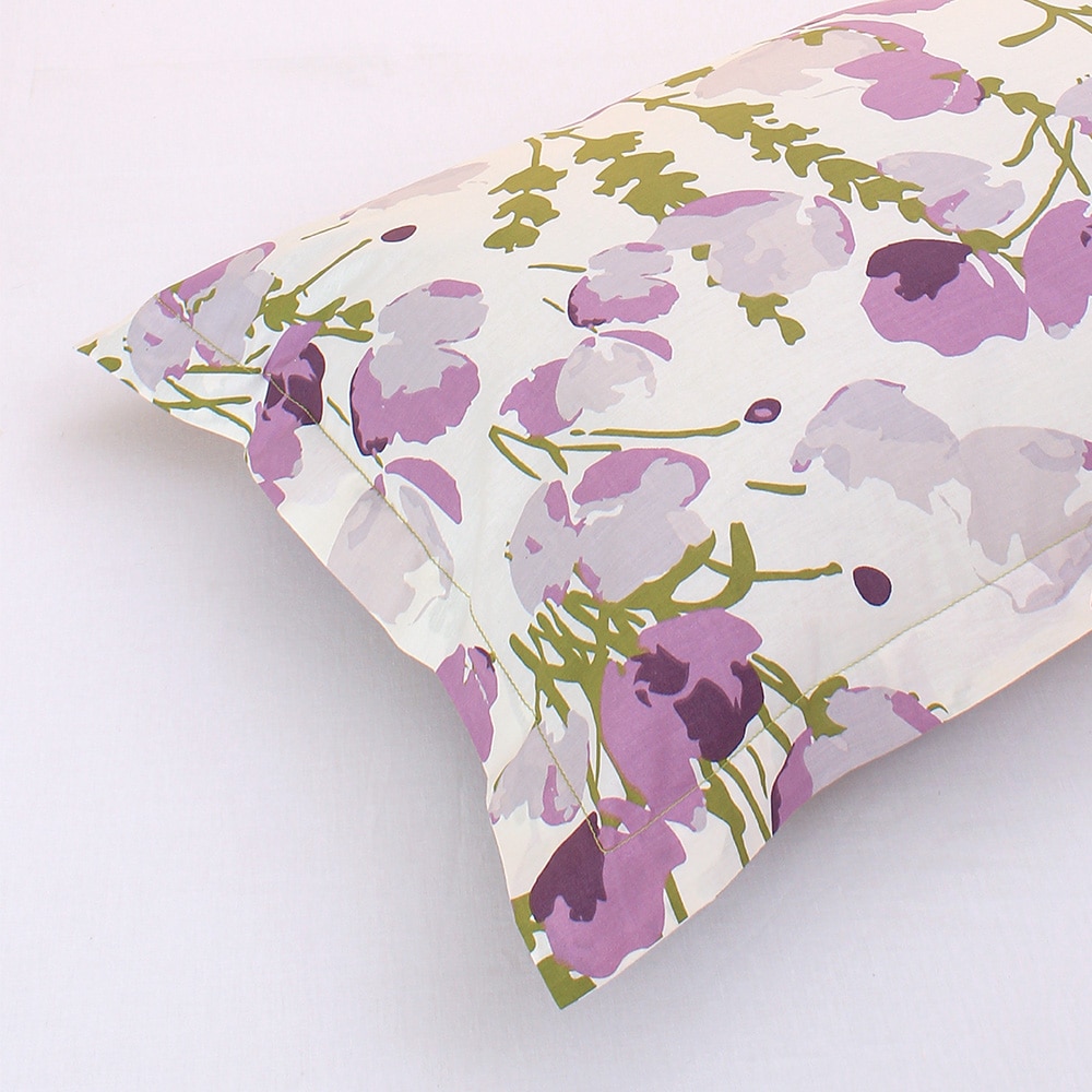 Himalayan Poppies Set Of 2 Pillow Covers with Purple colour