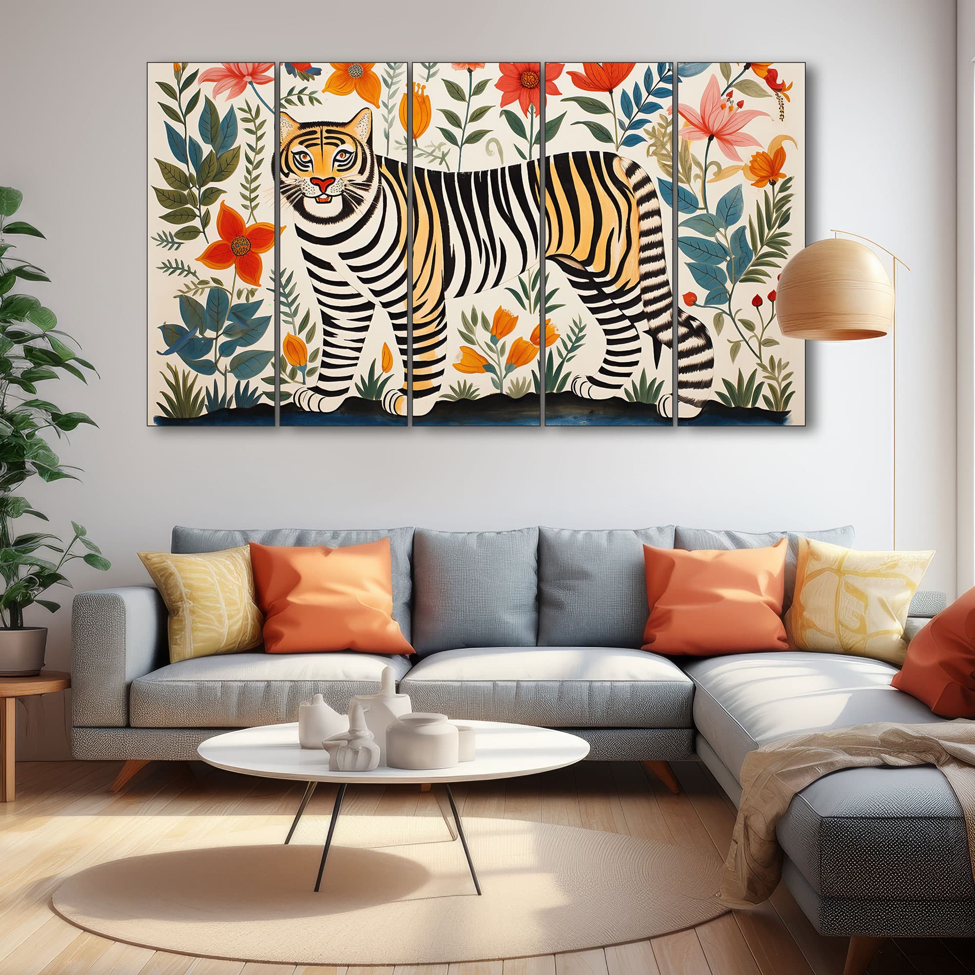 The Castle Decor Pichwai Art Wall Painting Wooden Framed 27x48 Inch (Style 3) - The Castle Decor