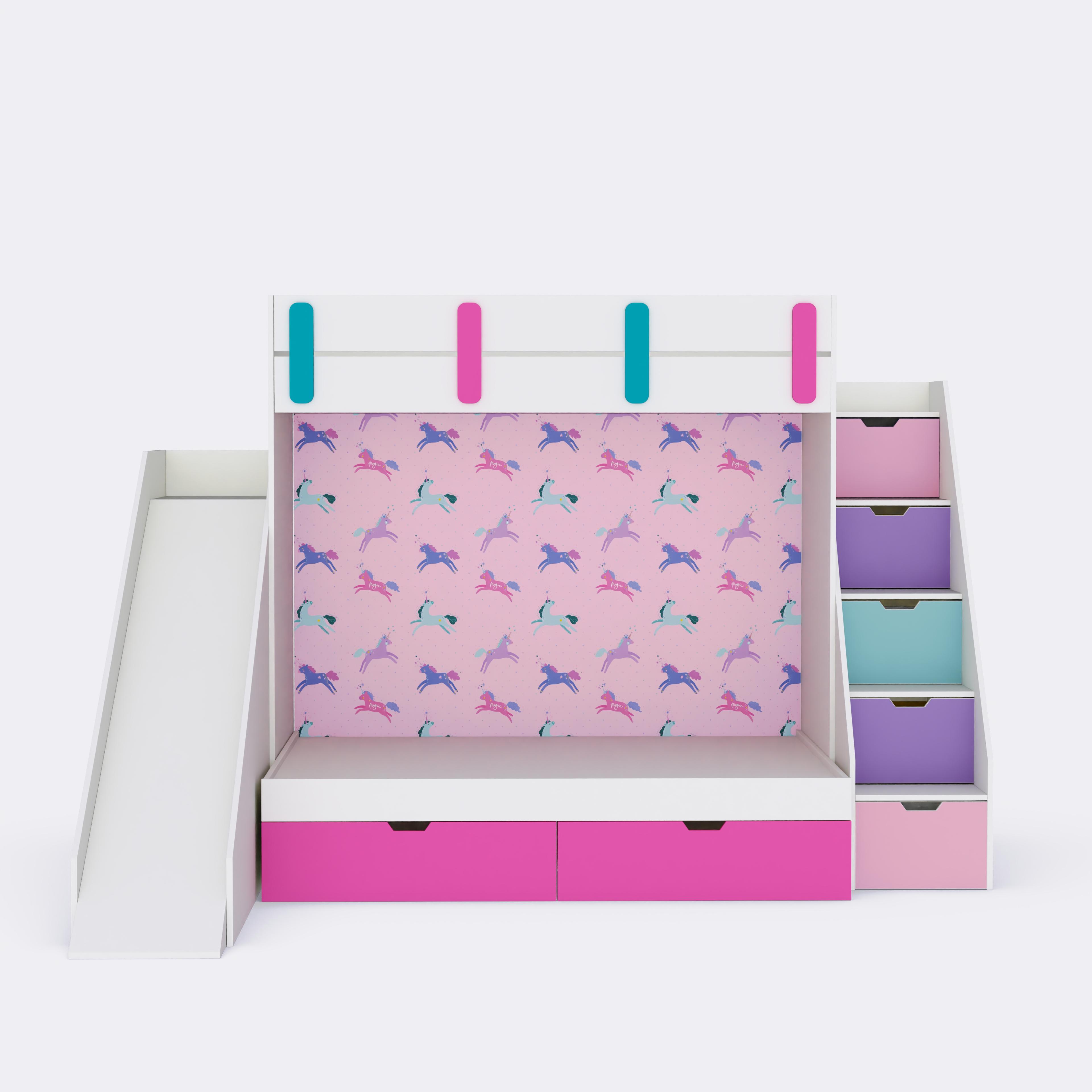 Sleep N’ SlideBunk Bed  6X4 (Drawers On Wheels) In Pink Colour