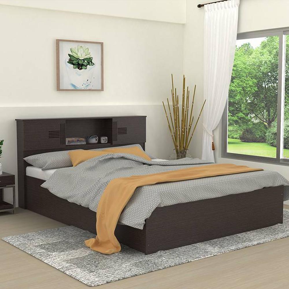 Graeae Solid Wood Queen Size Drawer Storage Bed In Melamine Finish