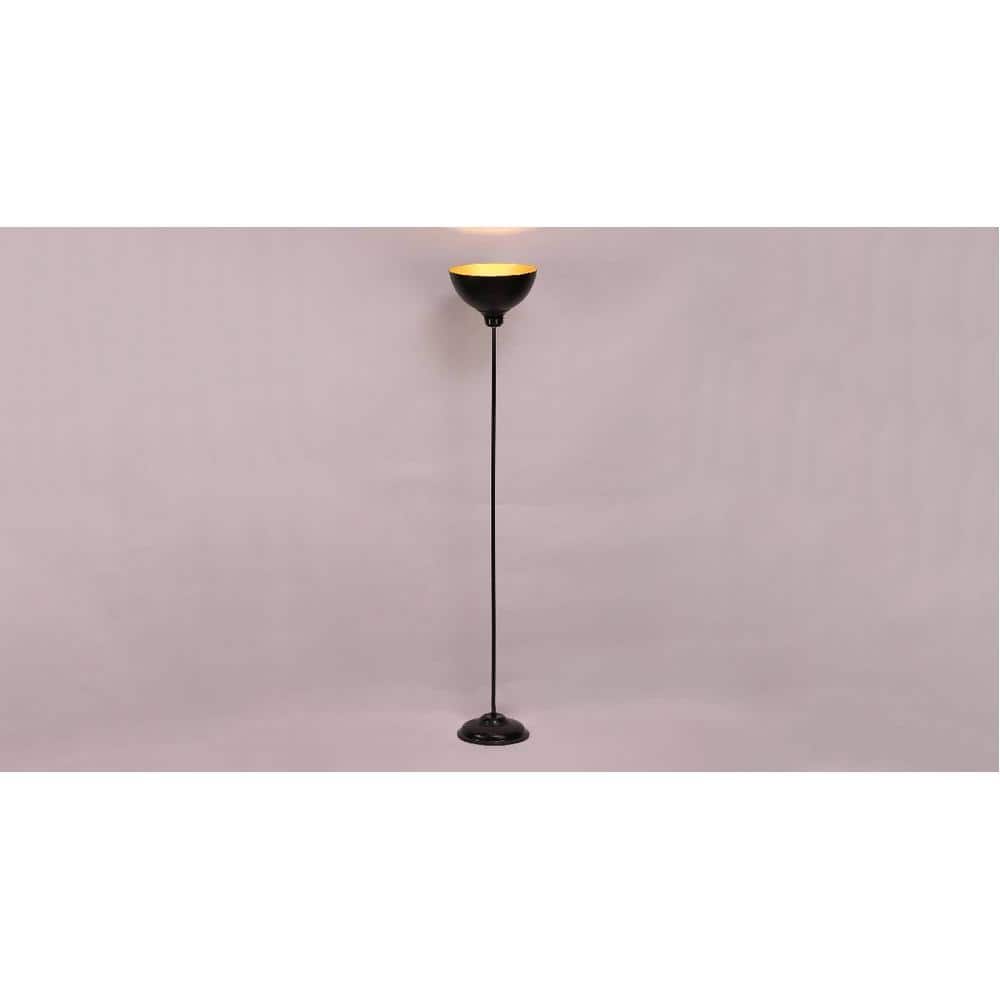 Gannon Beige Metal Floor Lamp with Black Iron Base