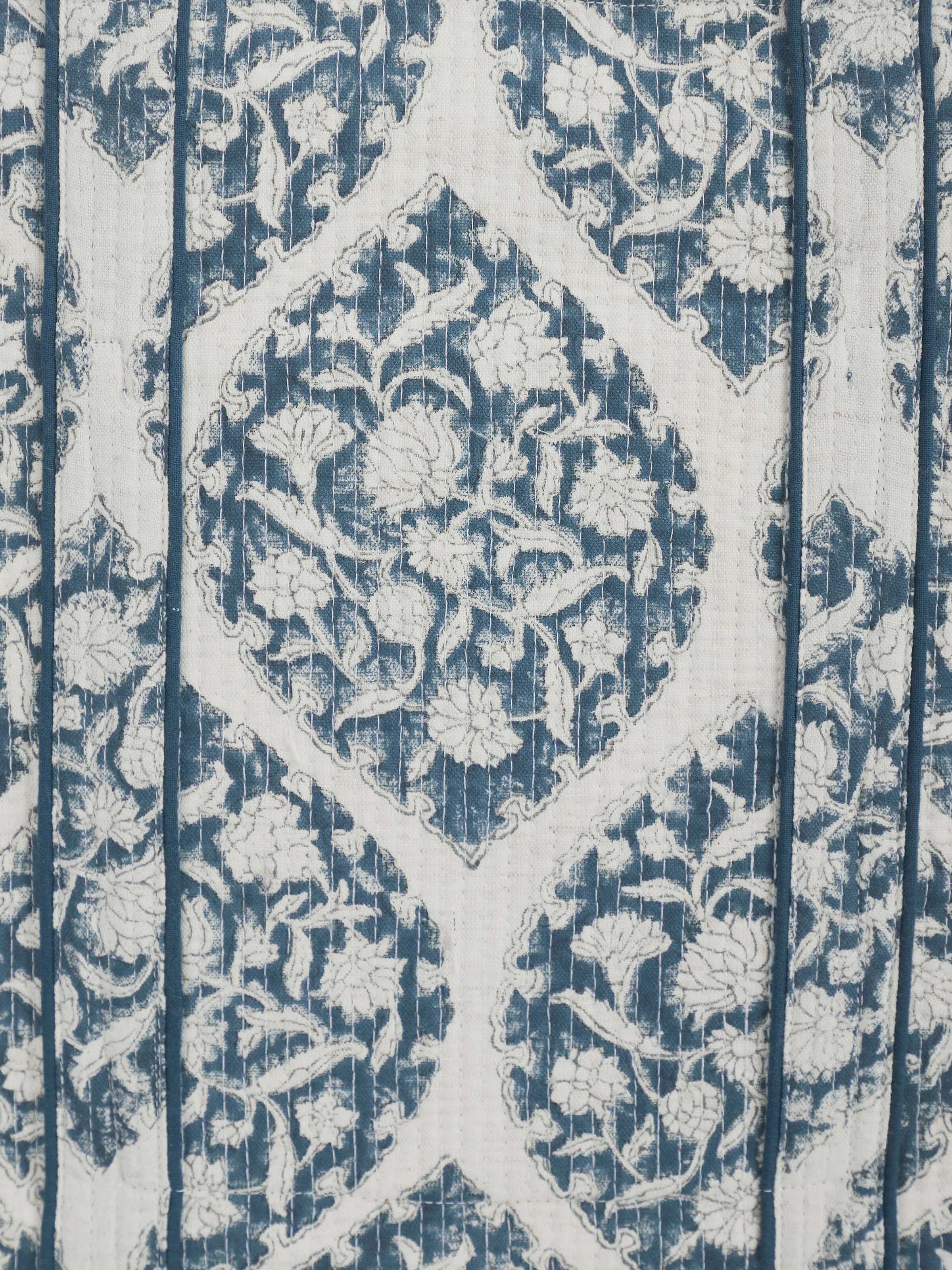 Blue Handblock Printed Quilted Tote Bag