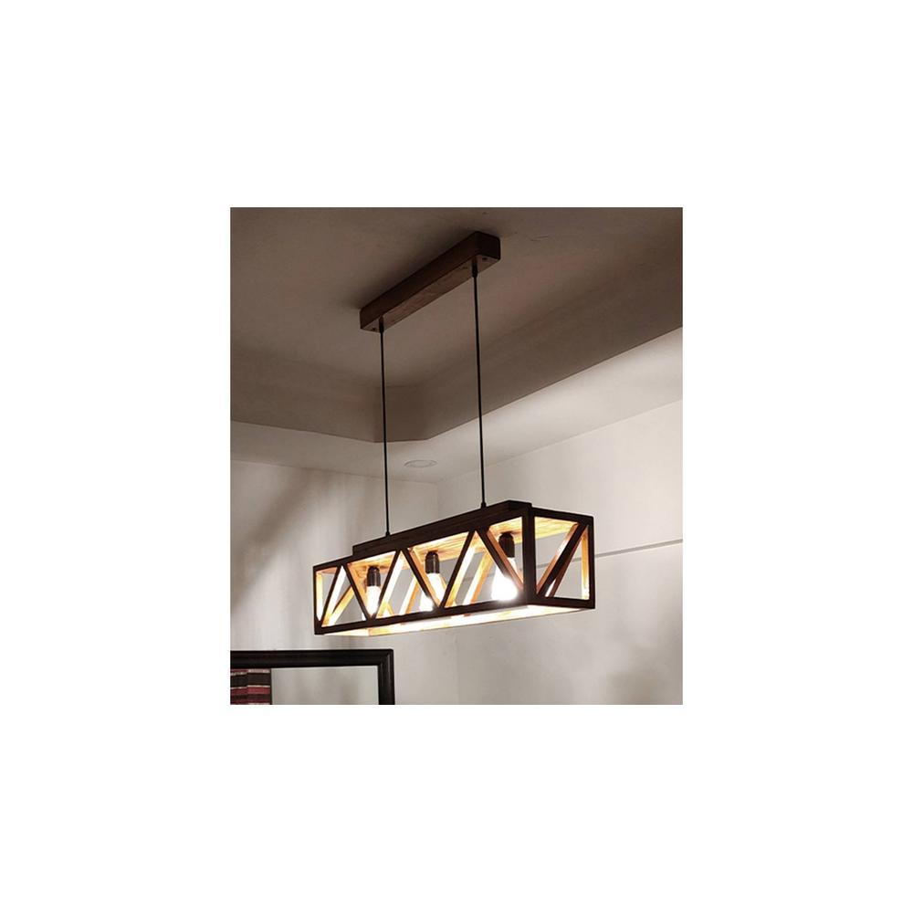 Symmetric Centrum Brown Solid Wood Cluster Hanging Light