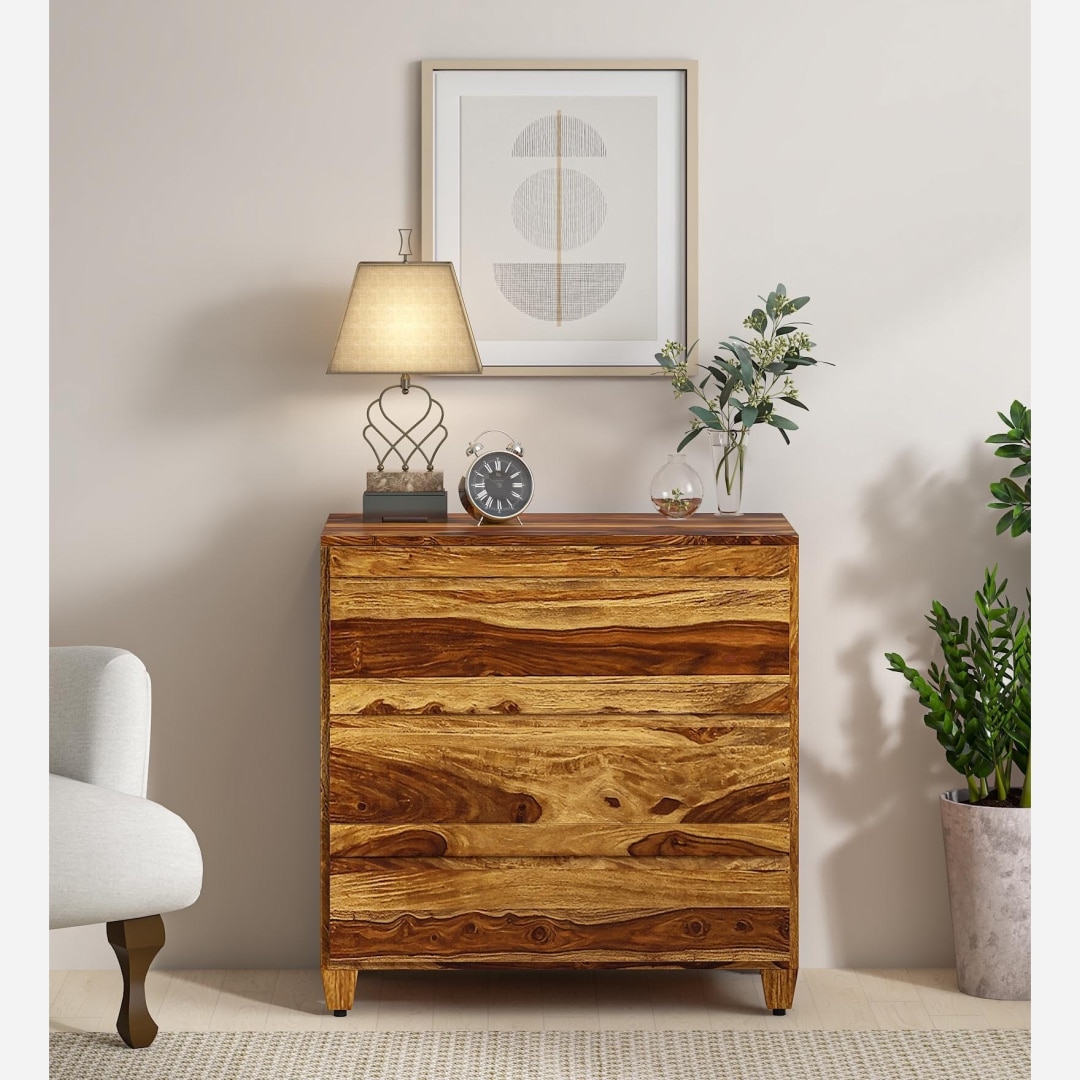 Rehan Solid Wood 3 Chest Of Drawers in Rustic Finish