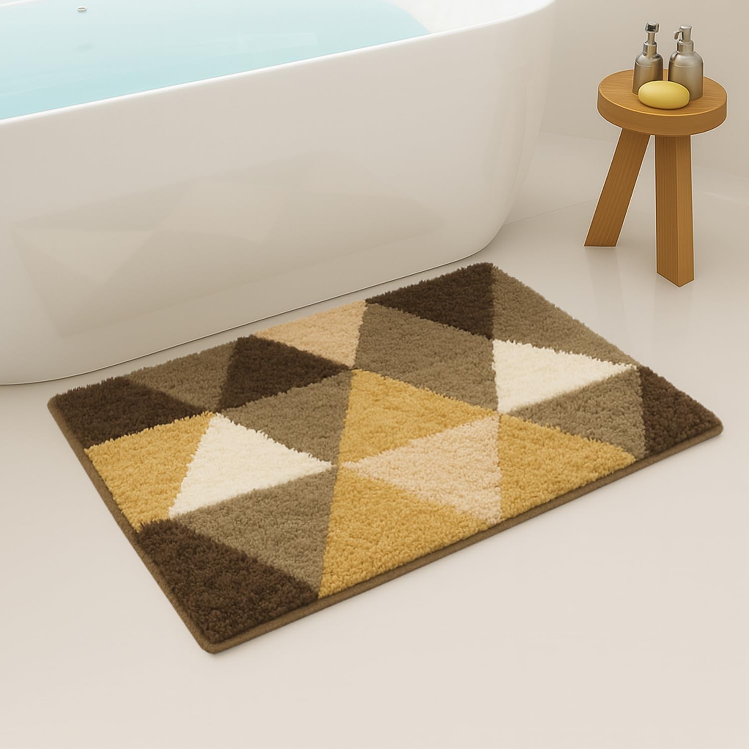 Luxe Home Canada Triangle Bath Mat(40x60 cm) Gold