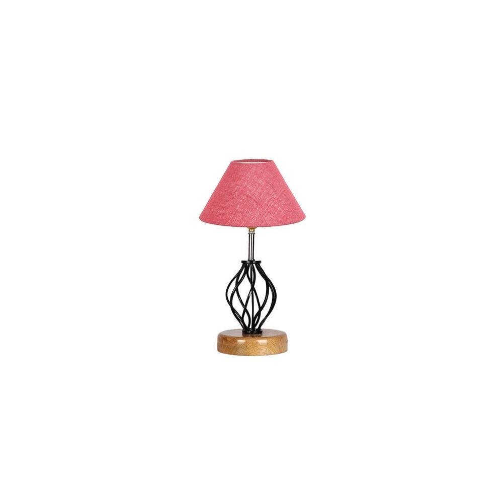 Phoebe Pink Jute Table lamp with Wood & Iron Base