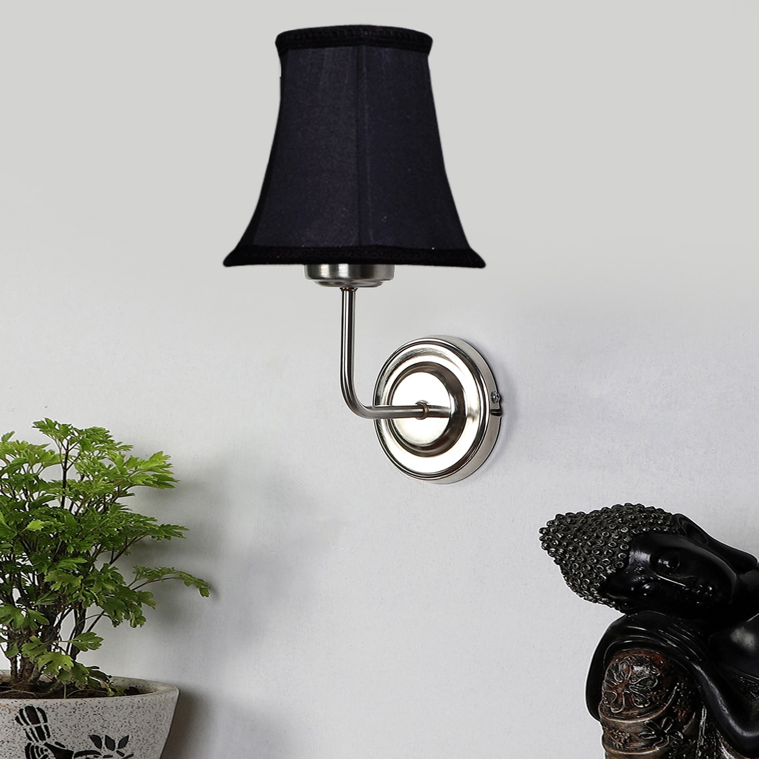 Devansh Steel  Wall Mounted Lamp With Cotton Off Black Shade - Devansh