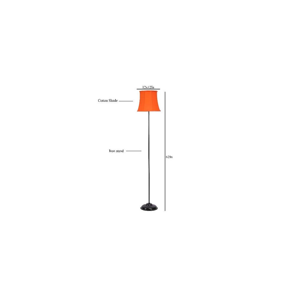 Seamus Orange Fabric Floor Lamp with Black Iron Base