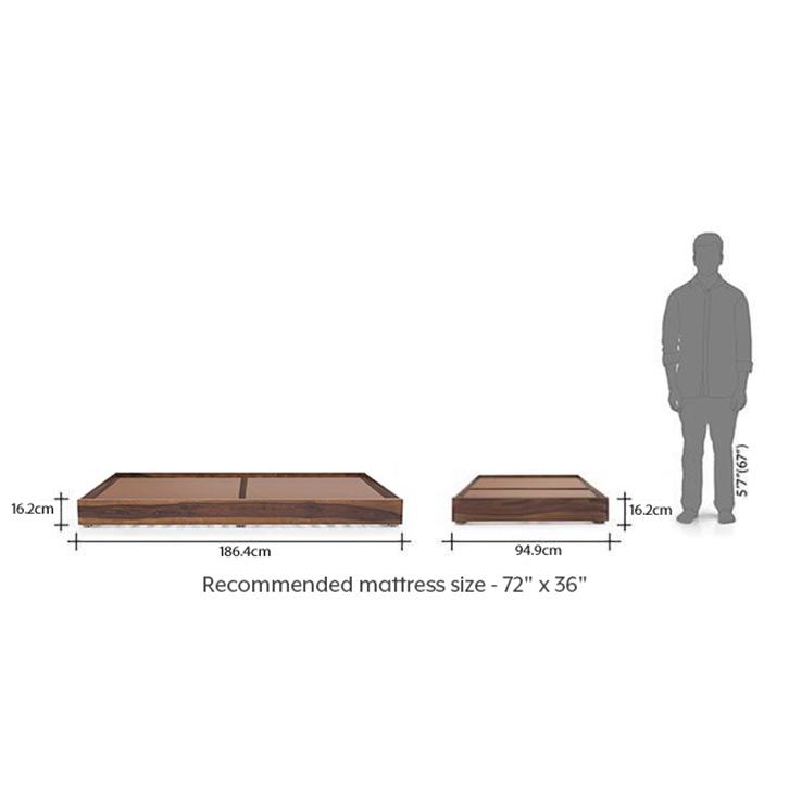 Merritt Solid Wood Single Size Bed In Teak Finish