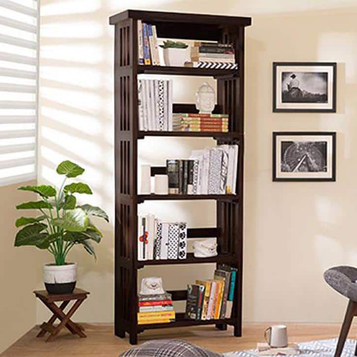 Rhodes Solid Wood Bookshelf in Mahogany Finish