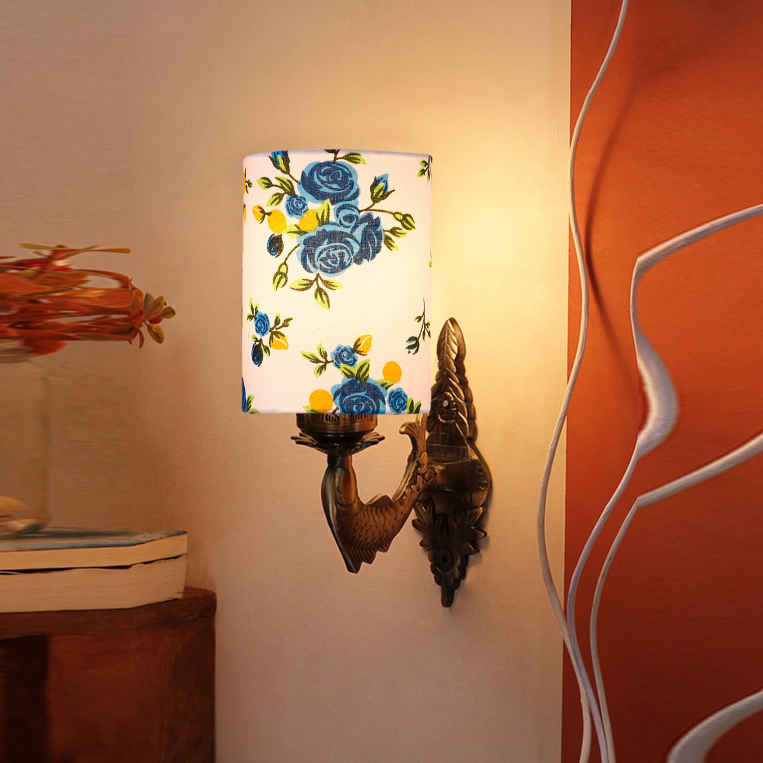 Devansh Metal Electric Wall Light in Antique Gold Colour with Multi Shade Count of 1 Light - Devansh