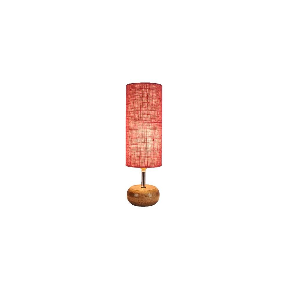 Nikki Pink Natural Fiber Shade Table Lamp with Natural Wooden Base