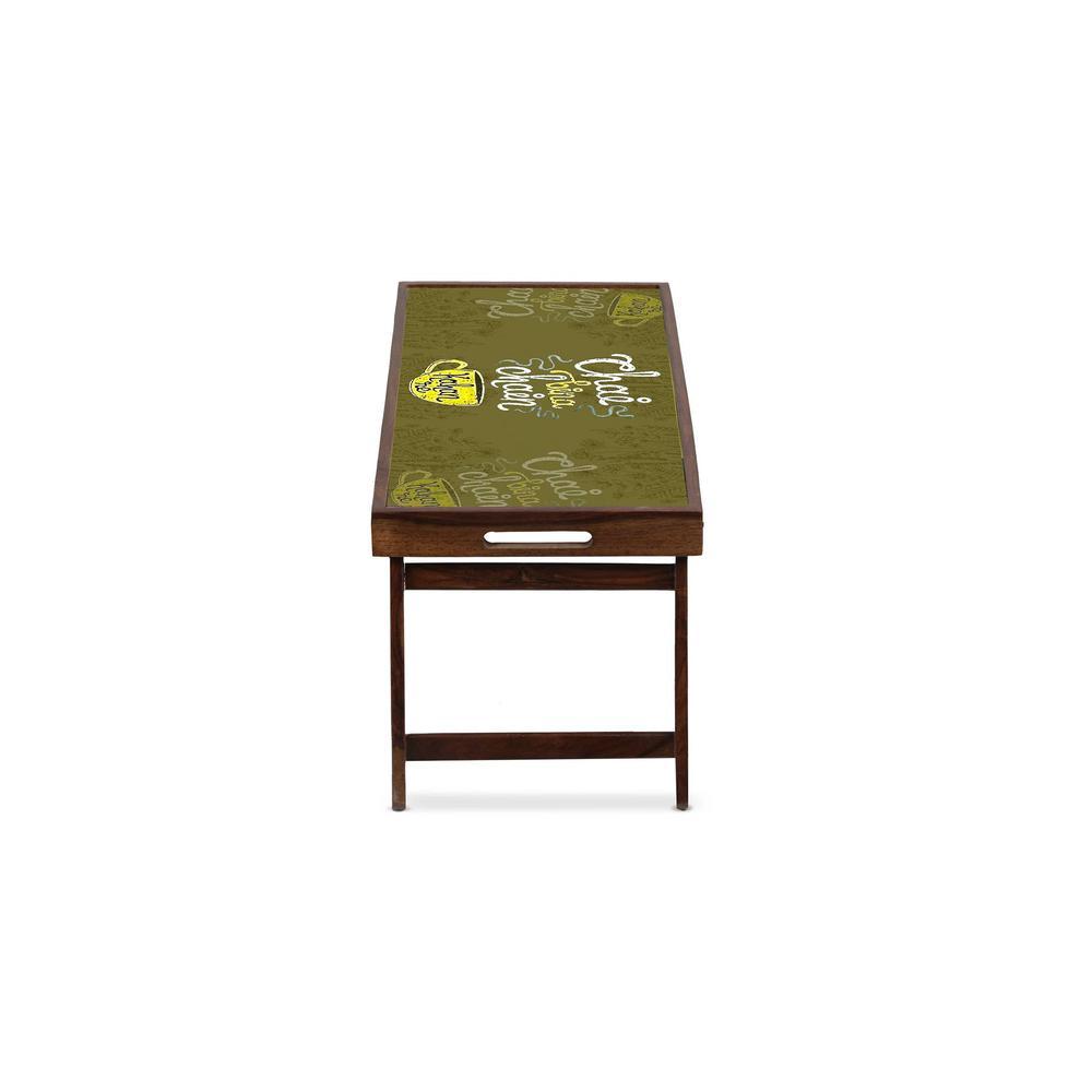 Chai and Solid Wood Bookshelf and Serving Tray In Multicolour