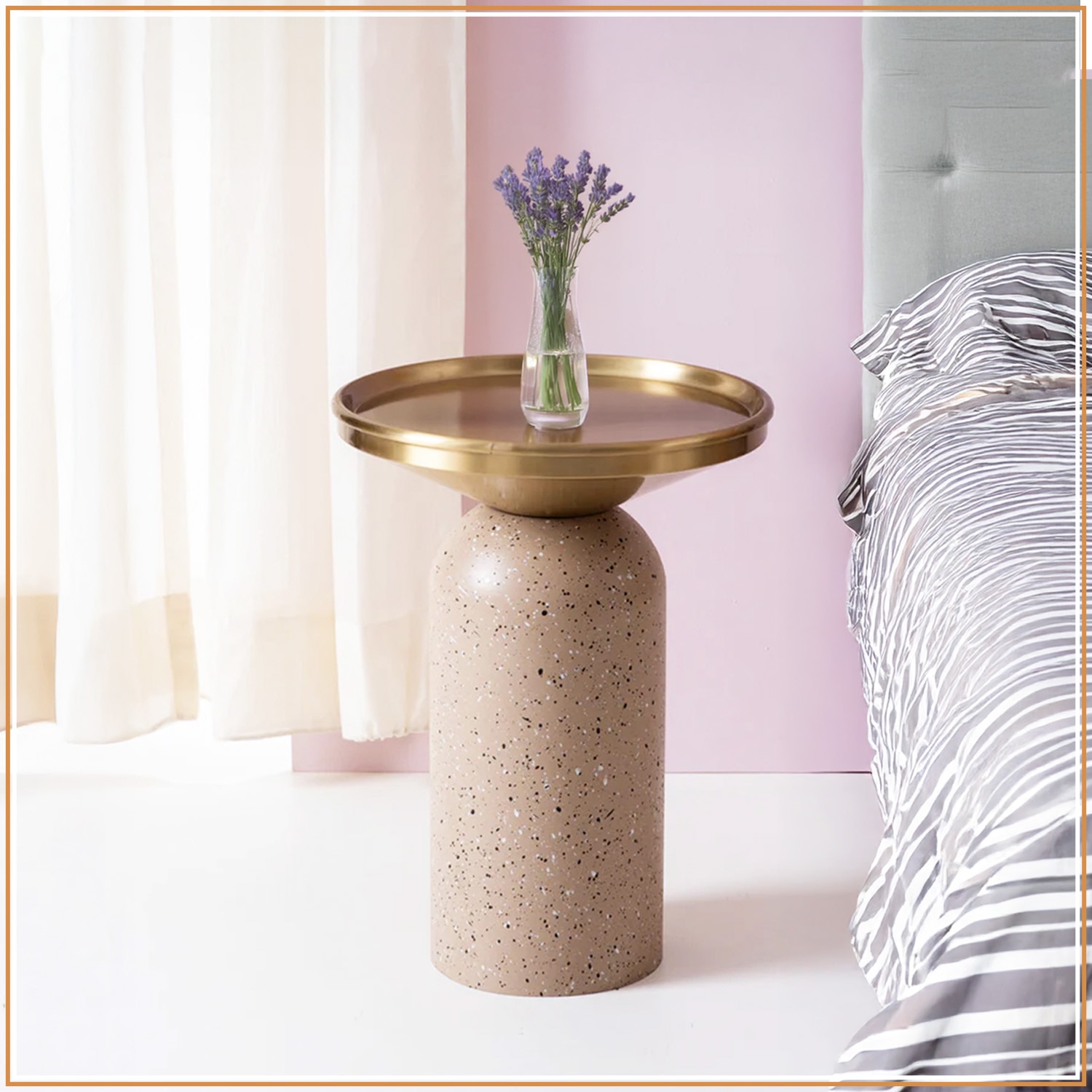 Modern Metallic Barrel Side Table for Living Room in Gold Color | Nestroots - Nestroots