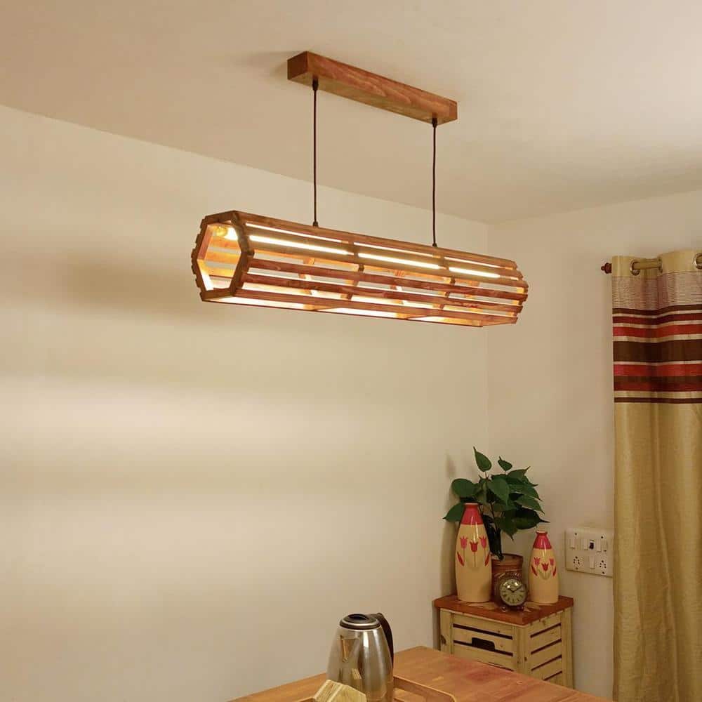 Flora 36 Baton Brown Wooden LED Hanging Lamp