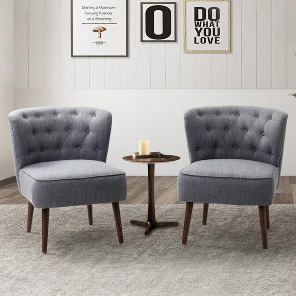 Azal Accent Chair in Grey Colour Set 2 Solid Wood Accent Chair in Grey Colour - Home Lifestylez