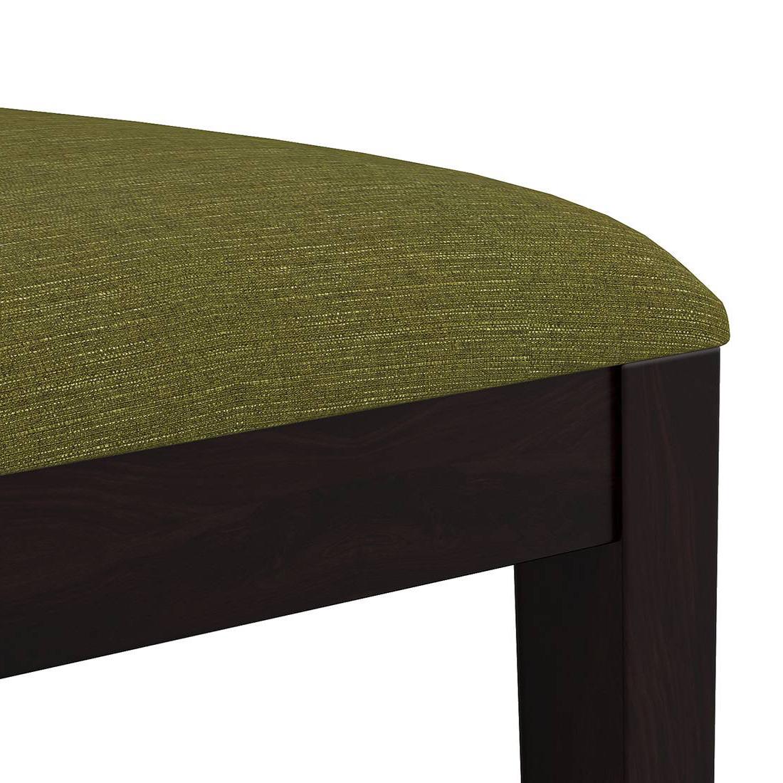 Alaca Solid Wood Dining Chair Set Of 2 In Mango Mahogany Finish & Olive Fabric Colour