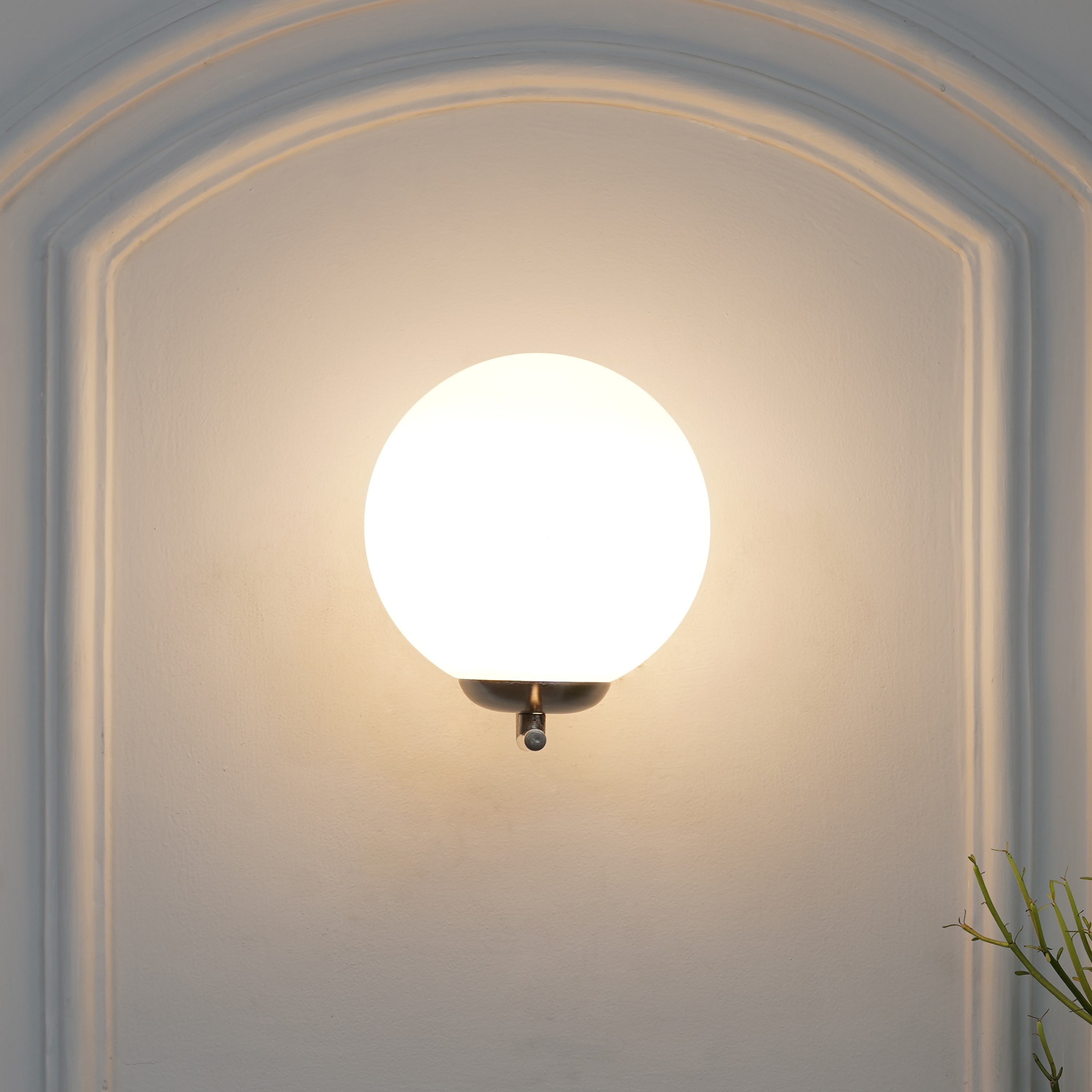 Moon Nickel & Frosted White Finish Wall Light