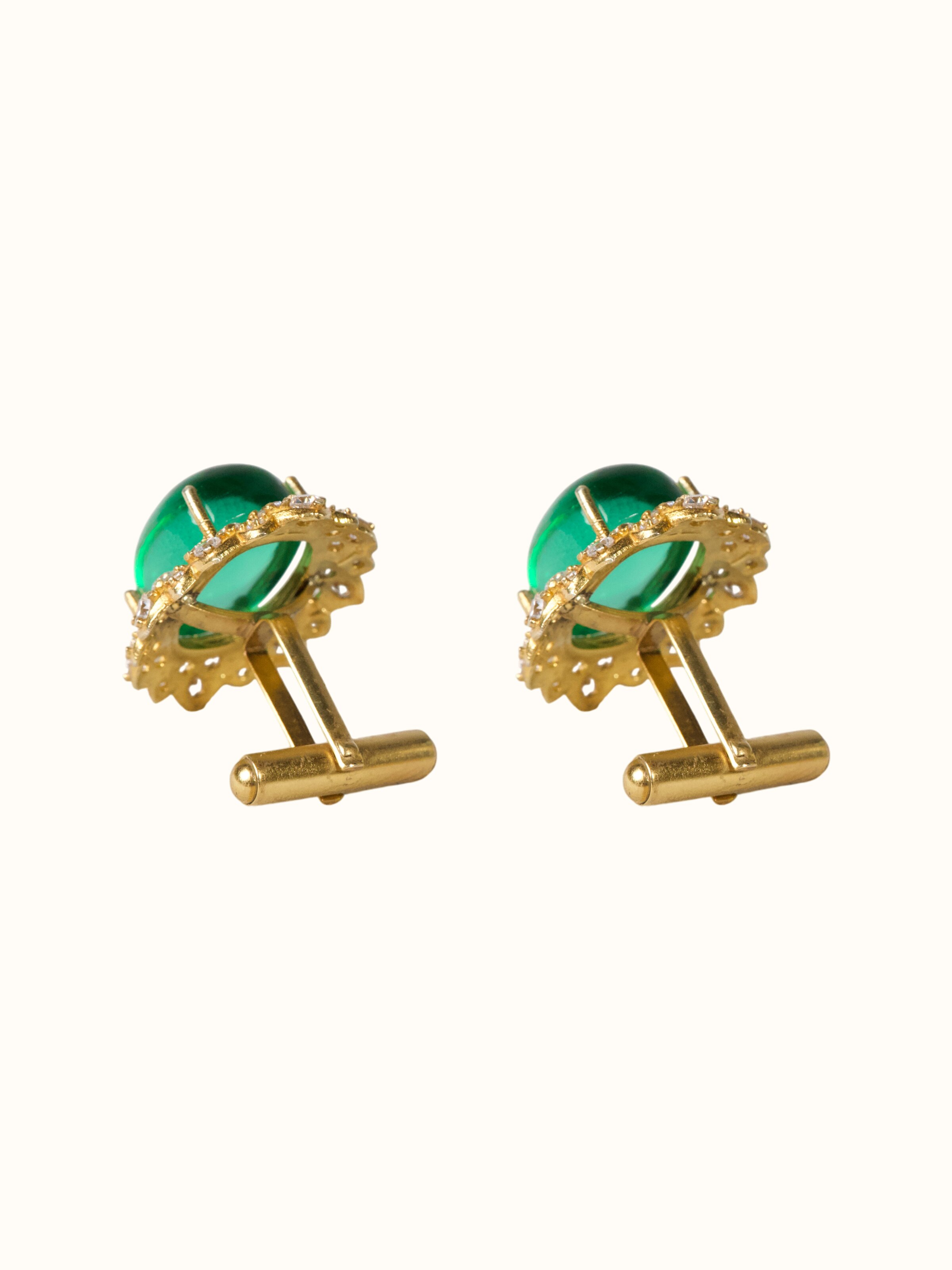 back view of silver smithing gold plated cufflinks set showing clasp