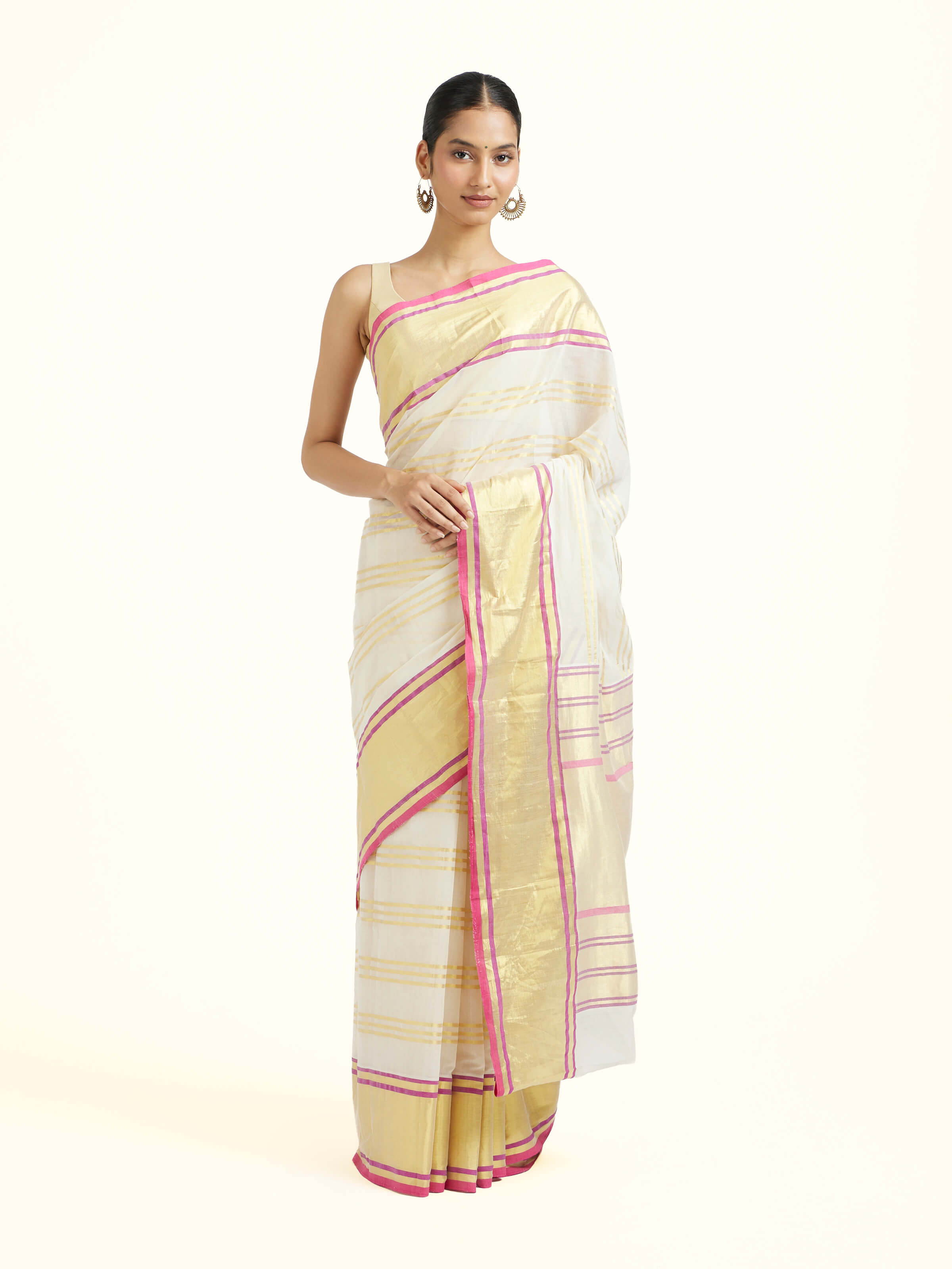 Off-white Cotton Venkatagiri Saree