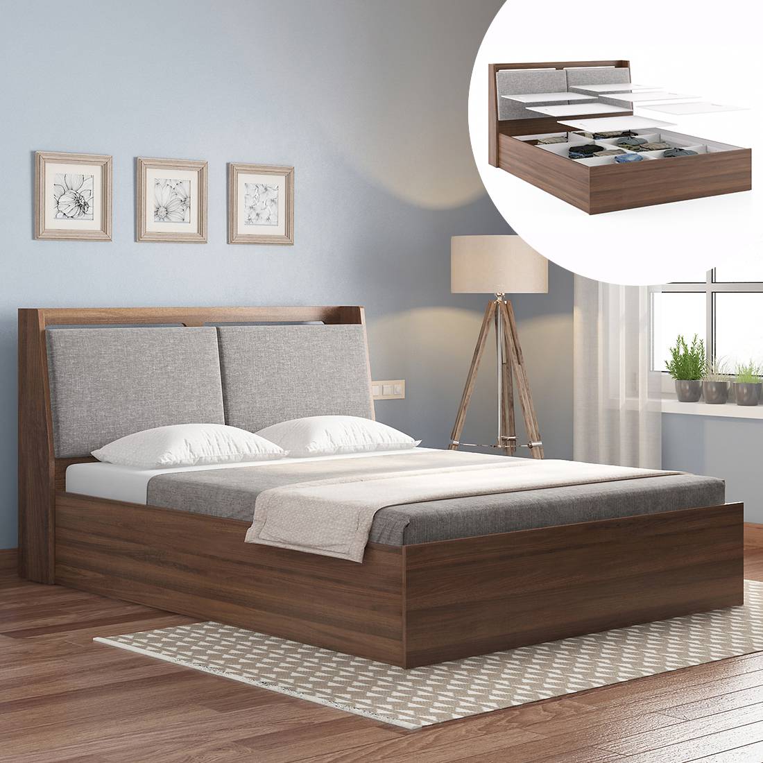 Tyra storage Bed Size - King Finish - Classic Walnut-image-37