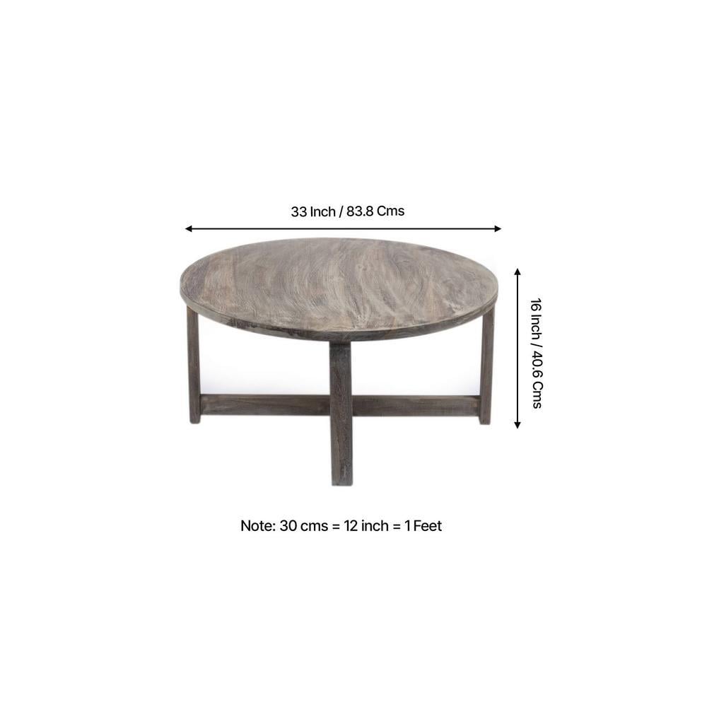 Nashville Sheesham Wood 4 Seater Coffee Table Set In Antique Grey Finish Floral Print Green Kantha Cushion