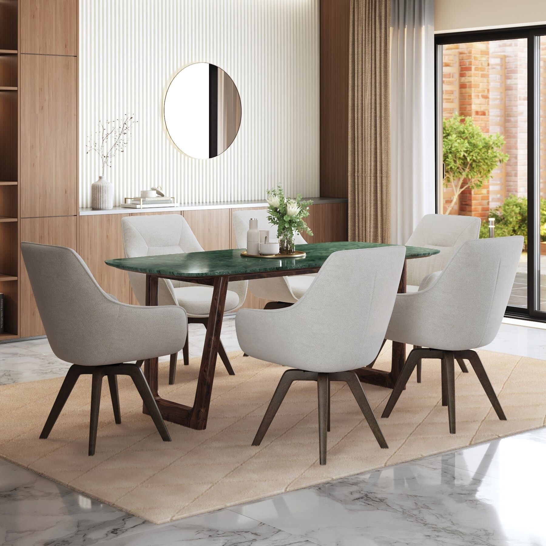 Adria Copa Cabana Black Stone 6 Seater Dinning Table With Set of 3  Wella Dining Chair