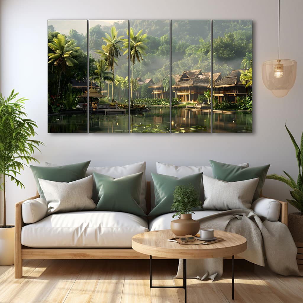 The Castle Decor Kerala Wall Painting Wooden Framed 27x48 Inch (Style 3) - The Castle Decor