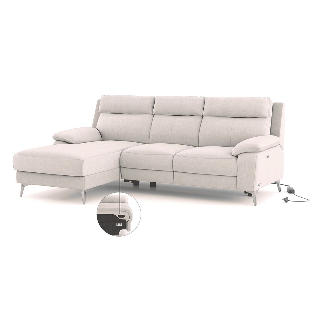 Emila Left Aligned Three Seater Sectional Recliner in Cream Colour