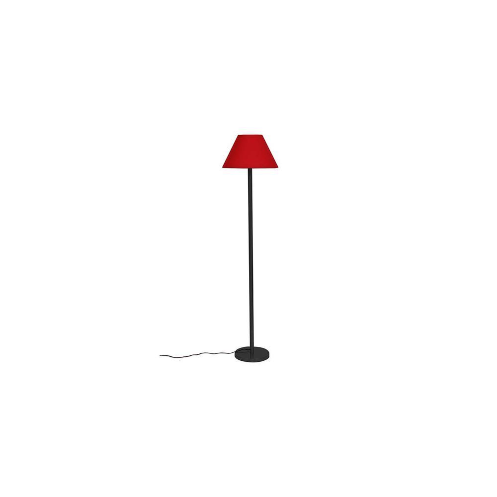Jamie Red Fabric Shade Floor Lamp with Black Iron Base