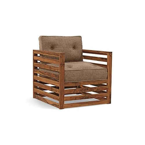 Raymond Wooden Sofa - Teak Finish (Safari Brown) (Finish : teak; Custom Set - Sofas : 0001; Standard Set - Sofas : none; Sofa Material : fabric; Sofa Size : regular; Sofa Type : regular; Colour : safari brown)