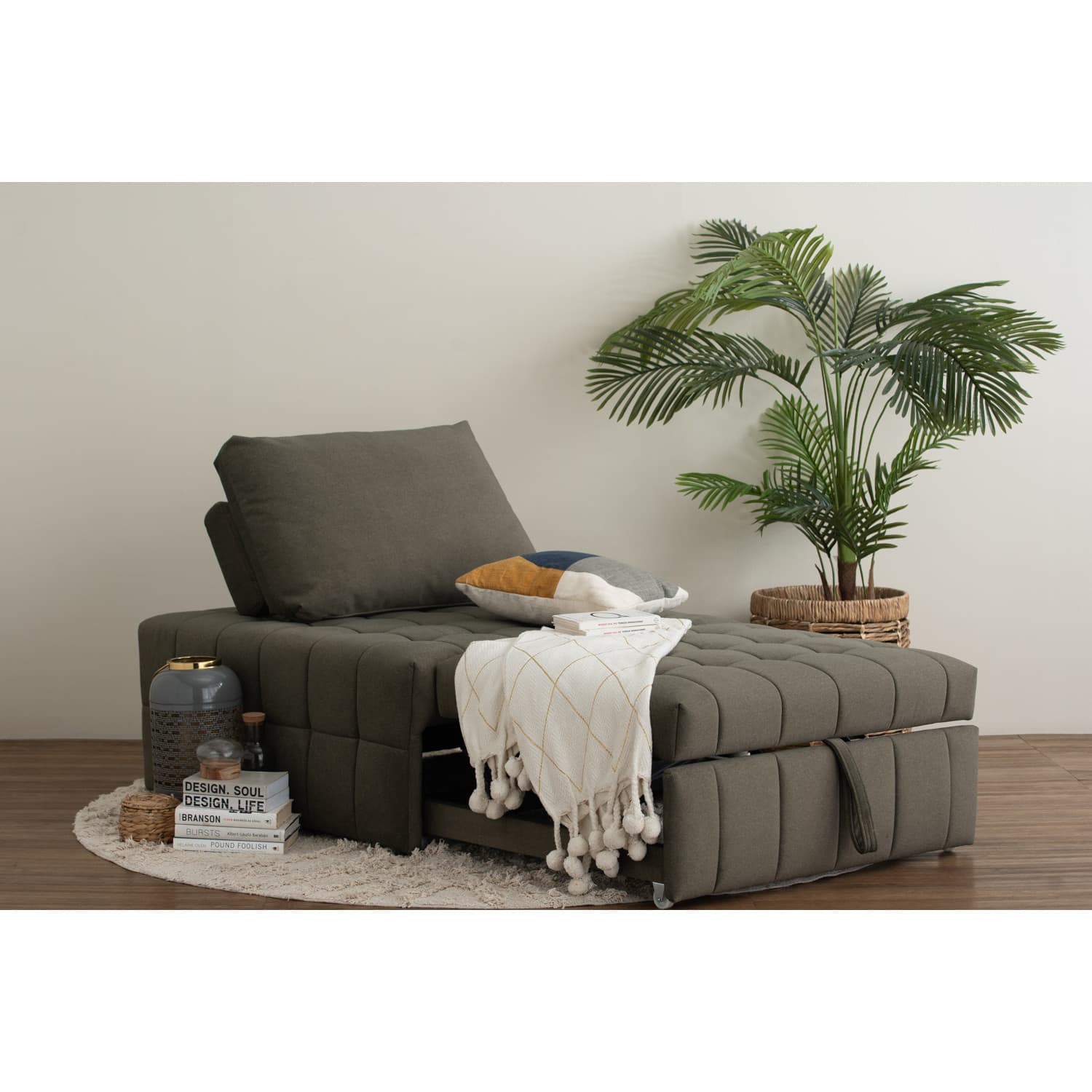 Scandinavian Monte Sofa Bed in Leaf Green Finish Pet Friendly