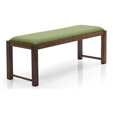Oribi Dining Bench In Teak Finish With Avocado Green Fabric