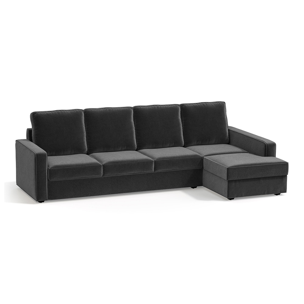 Apollo Compact Sofa (Colour : Pebble Grey, Cushion : Soft, Back Type : High Back, Seating Capacity : Right Aligned 3 Seater + Right Aligned Chaise)