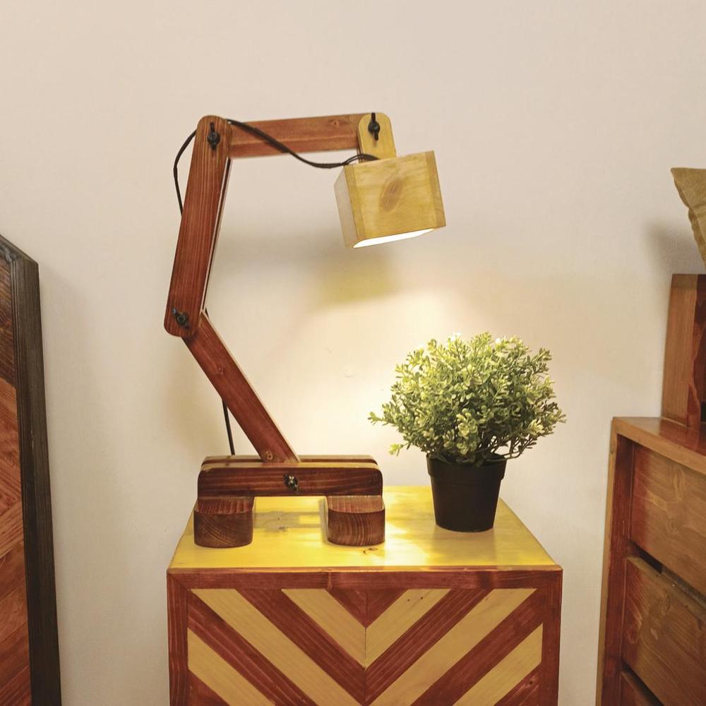 Amelia Brown Wooden Table Lamp with Wooden Lampshade