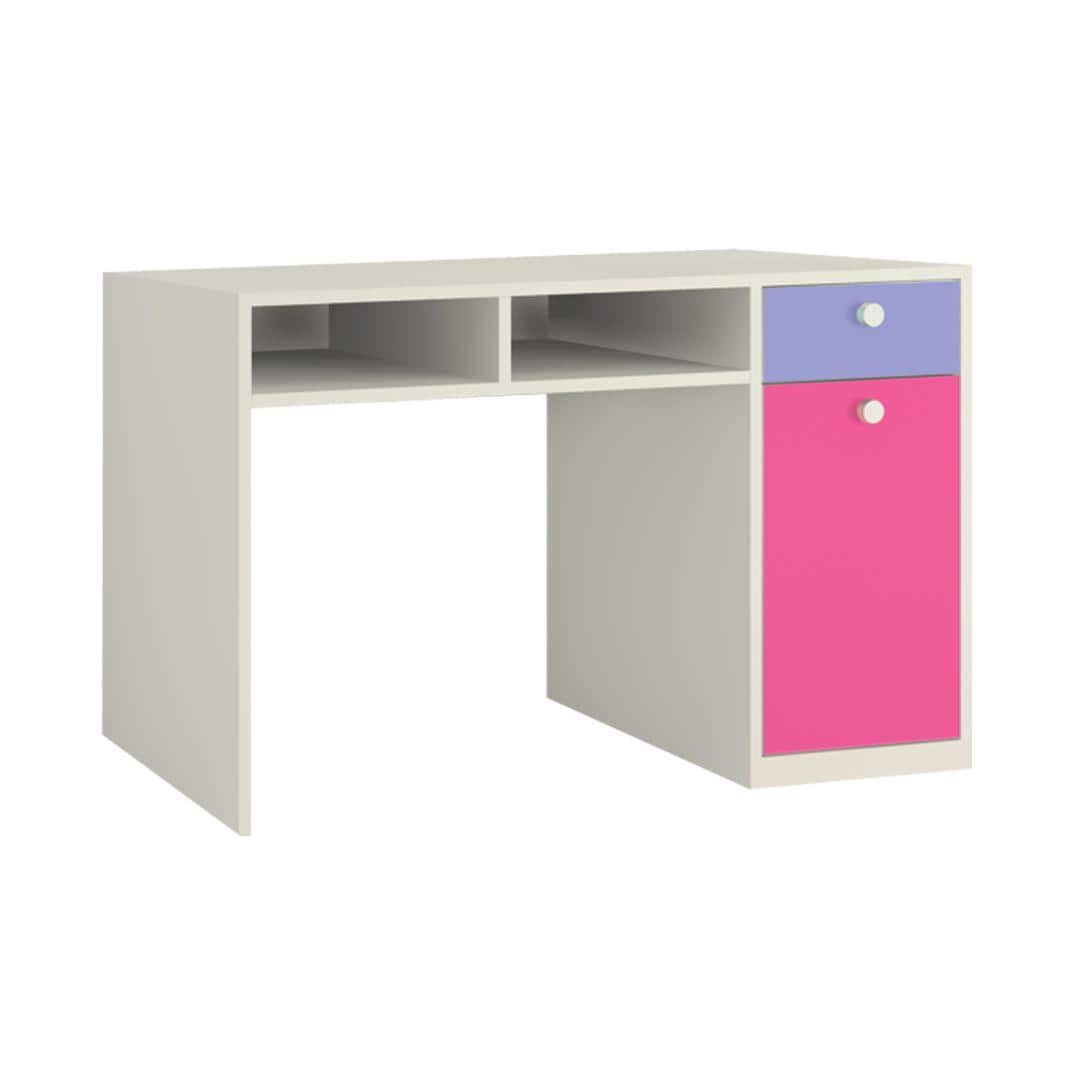 Alana Study Desk with Cabinet Drawer and Shelf in Persian Lilac Barbie Pink Colour