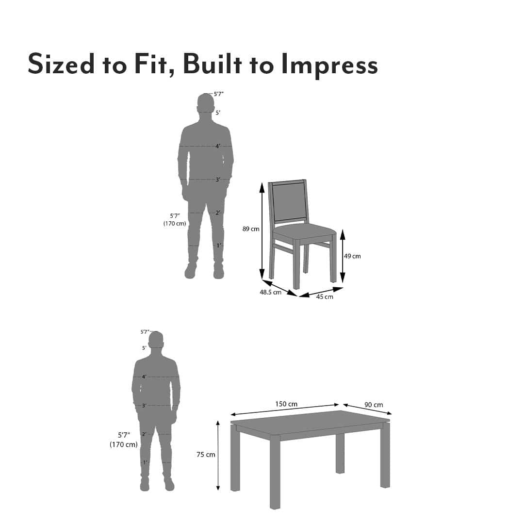 Atlas Solid Wood 6 Seater Dining Table with Atlas Dining chair Set